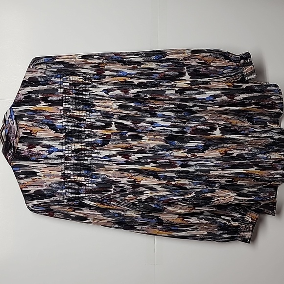 beachlunchlounge sz M beautiful watercolor long sleeve collared  buttons blouse - Picture 3 of 9